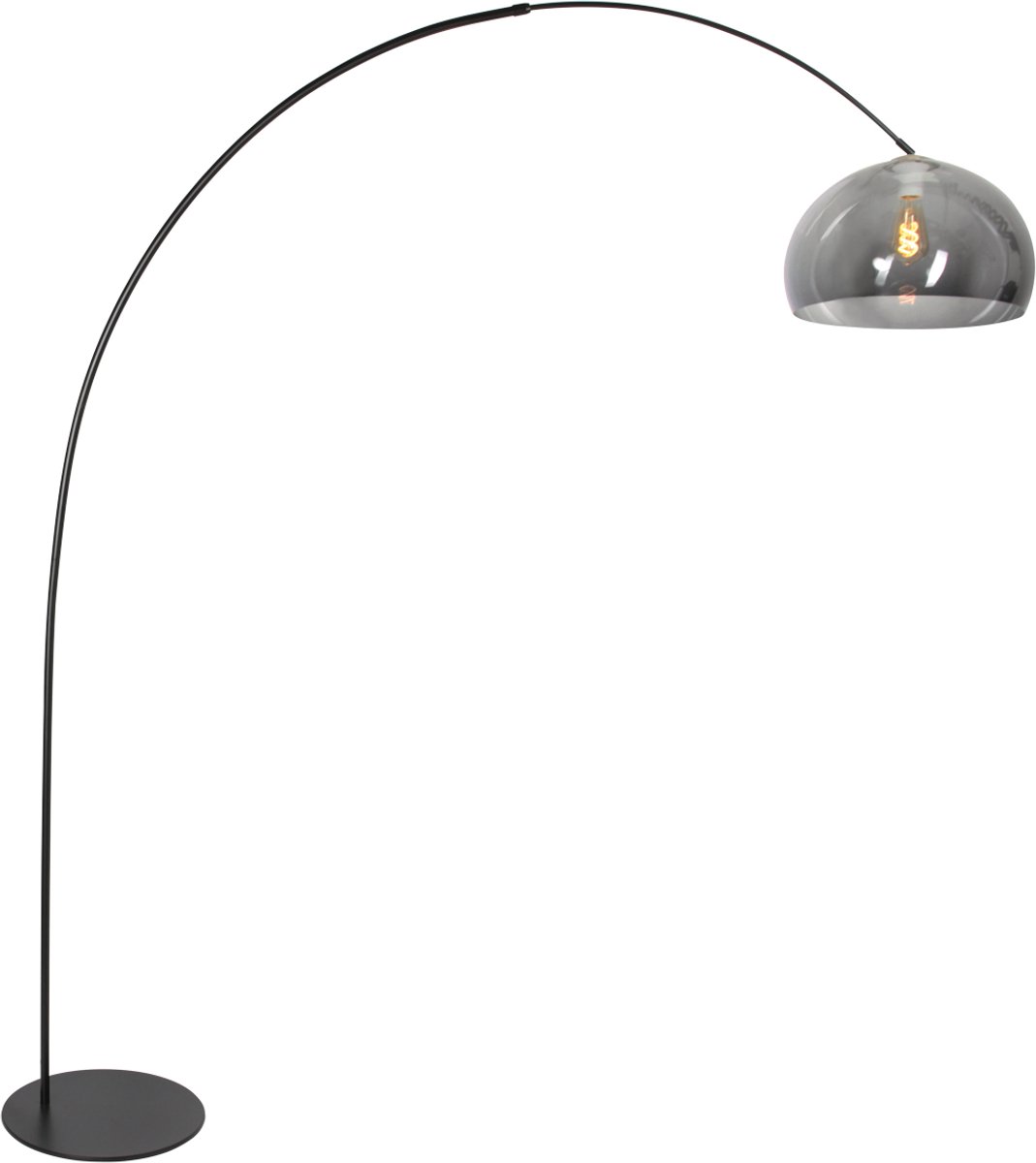 Vloerlamp - zwart - Curve - kunststof metaal - booglamp - E27 - 4908ZW - Anne Lighting