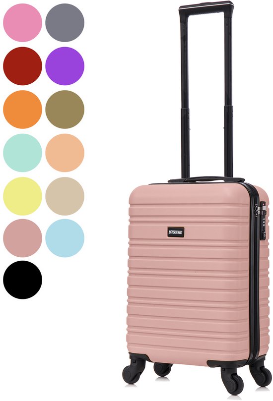 BlockTravel® Handbagage Koffer XS 29L Carryon Koffer - Trolley Handbagage Lichtgewicht 52cm - Reiskoffer met Wielen - Koffer Handbagage - Reistas met Wielen - Valies - TSA-slot - Rose goud