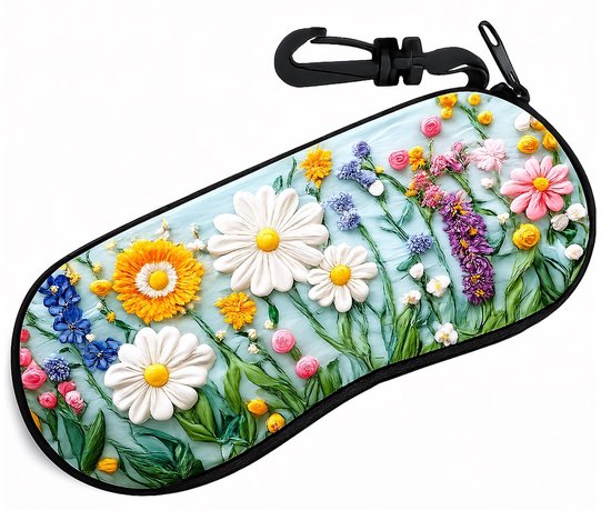 Brillenhoes met Rits – Harde Brillenkoker – 3D Bloemen Design – Beschermhoes voor Zonnebril & Bril – Lichtgewicht & Draagbaar – Voor Dames & Heren
