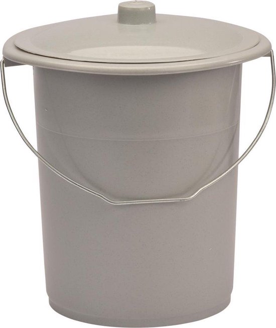 Seau de toilette portable avec couvercle - 12,5L - H 30cm - Ø 24cm