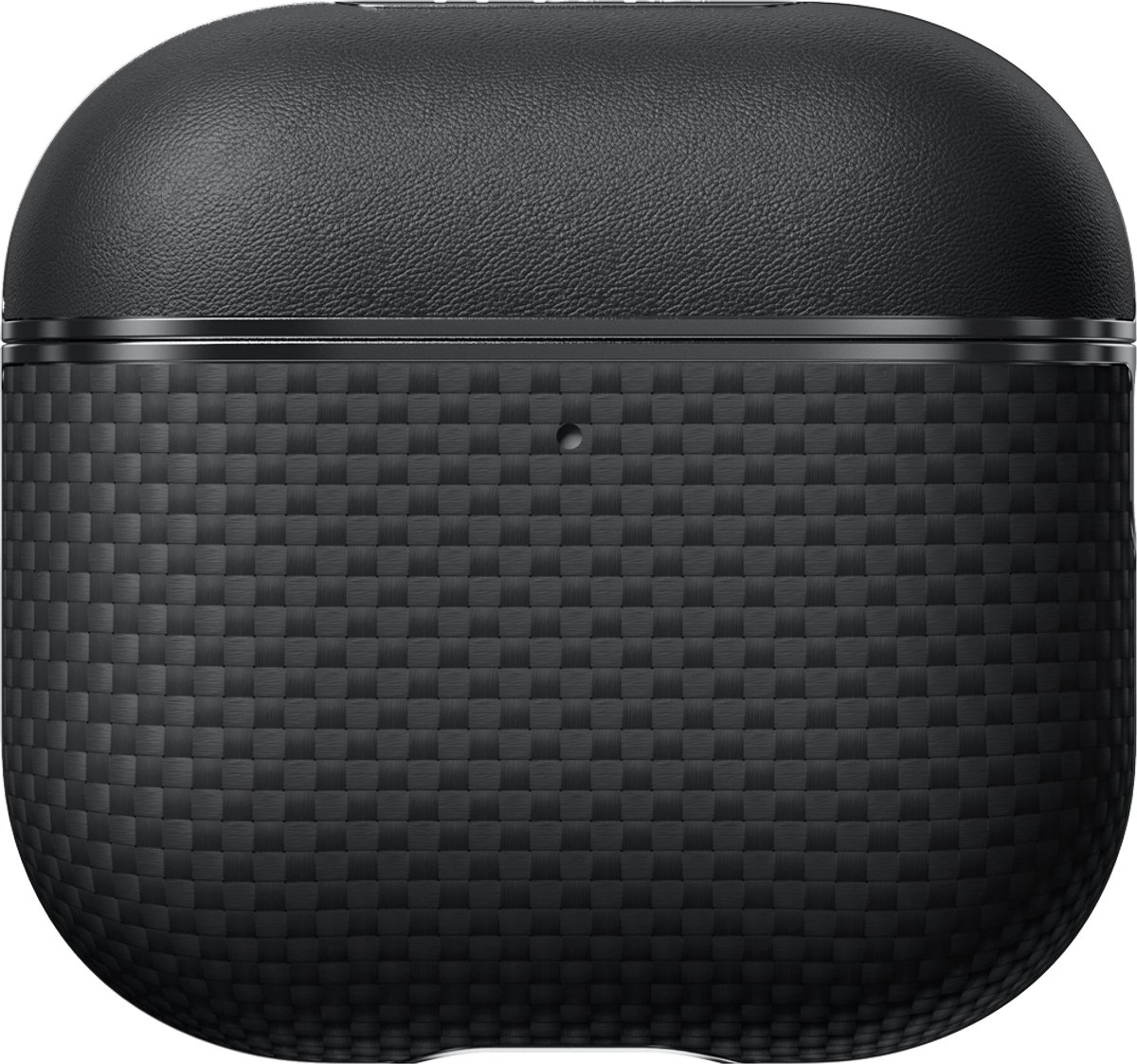 PITAKA AirPods Hoesje – Dubbel Materiaal Design van Leer en Aramidevezel – Ingebouwde N52 Magneten voor Magnetisch Opladen – Krasbestendige en Duurzame Bescherming - Zwart