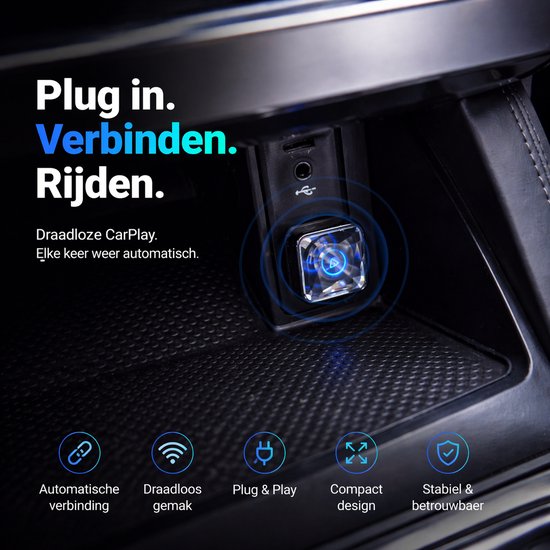 Mini USB CarPlay Dongle - WBBX M20 – Maak je Auto Draadloos - CarPlay & Android Auto Adapter - Plug & Play - Ultra Compact Design