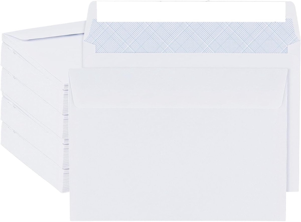 Witte zelfsluitende enveloppen 162 x 114 mm, 400 stuks, 80gsm, ideaal voor verzending en archivering