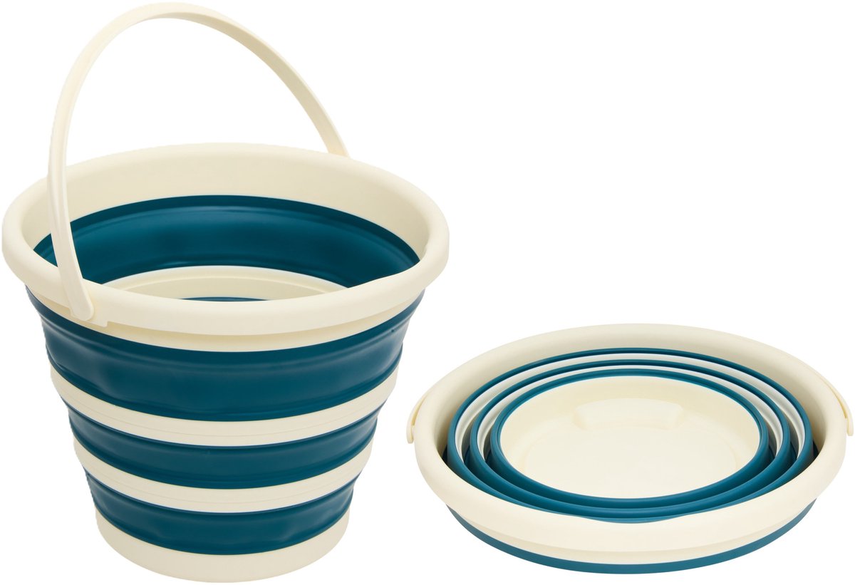 5Five Emmer - 2x - 10L - blauw - PP - opvouwbaar - 32 x 32 x 32 cm - flexibel - schoonmaken