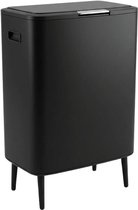 BinnenStyle Pure 60L Poubelle Design avec Couvercle à Pression – Noir Mat avec Pieds Élancés – Grande Poubelle de Cuisine 60 Litres – Poubelle à Couvercle Tactile – Poubelle Élégante Noire