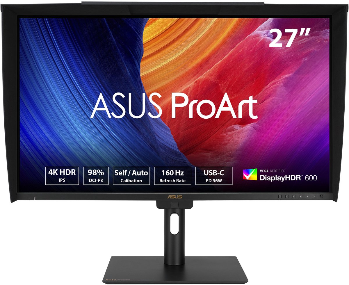 ASUS ProArt PA27UCGE - 4K UHD IPS Grafisch Designer Monitor - Delta E < 1 kleurnauwkeurigheid - Ingebouwde colorimeter - USB-C 96w - 160Hz, 27 Inch