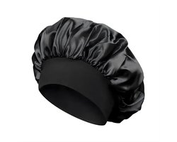 Satijnen Slaapmuts - 1 Stuk - Bonnet satijn - Satijnen Bonnet - Haarnetje - Zwart