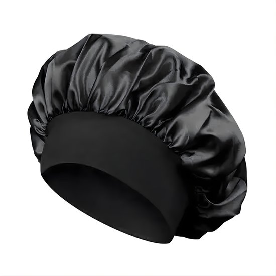 Bonnet de Nuit en Satin - 1 Pièce - Bonnet en Satin - Filet à Cheveux - Zwart