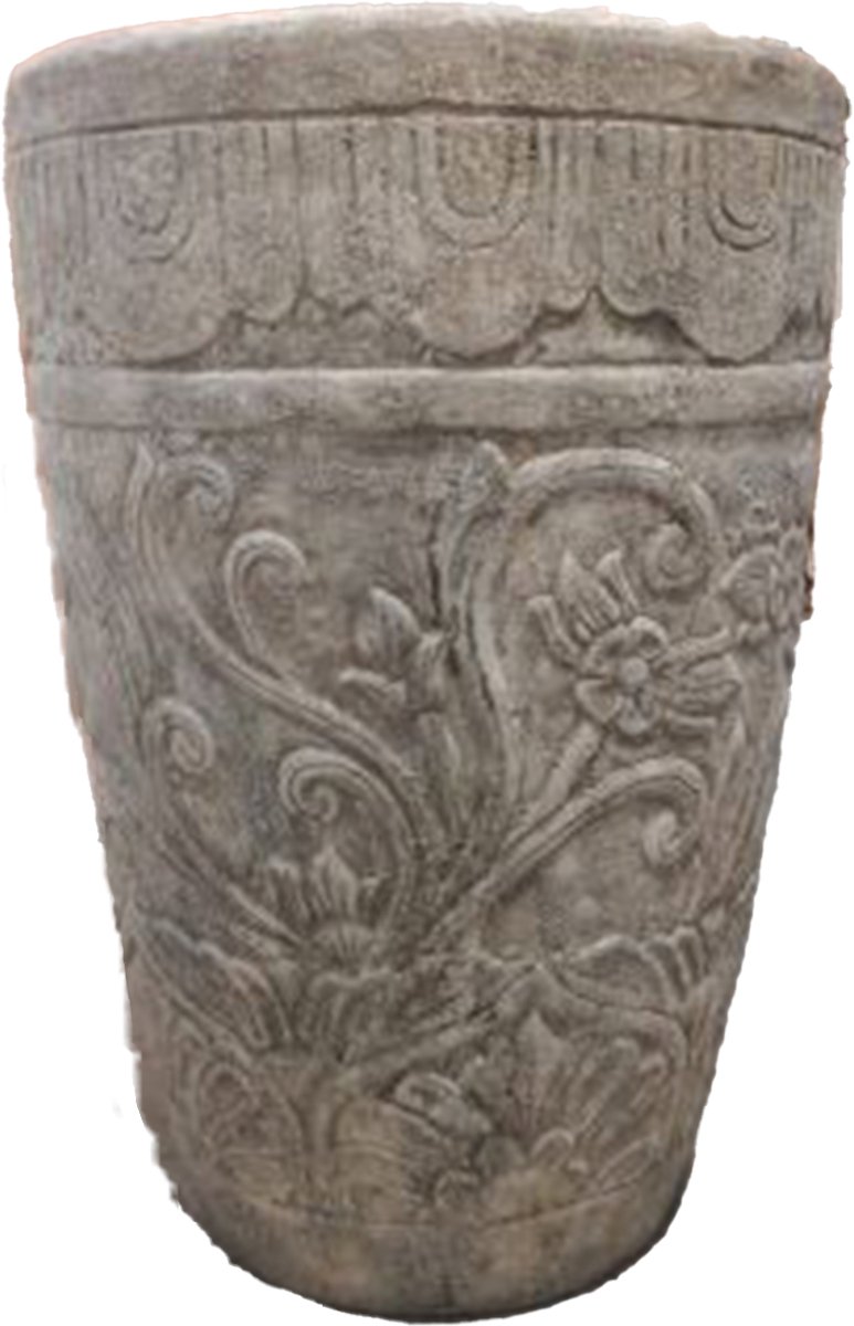 PTMD Sasha Cream Cement Fiber Pot Flower Pattern RoundL Bruin