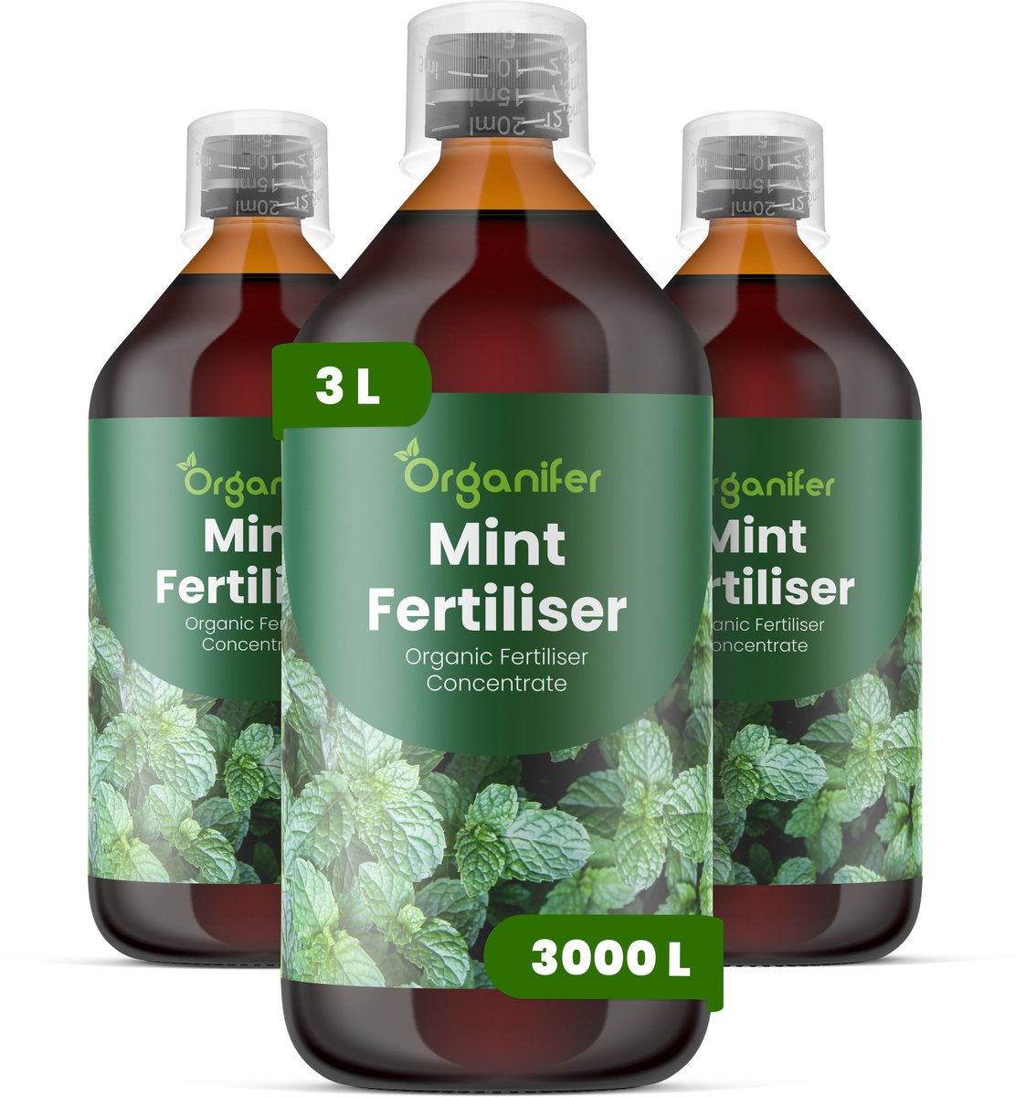 Vloeibare Meststof Voor Munt 3X1 L Voor 3000 L - Npk 2-1-8 - Ondersteunt Krachtige Scheutgroei En Dichte Bladontwikkeling - Verhoogt De Concentratie Etherische Olie Voor Een Sterkere Geur - Geschikt Voor Alle Muntsoorten - Organifer
