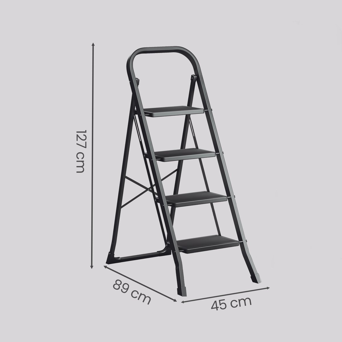 SONGMICS - Ladder - 4-Trede Opvouwbare Huishoudtrap - Met Klapbeveiliging - Draagvermogen tot 150 kg – foto 7