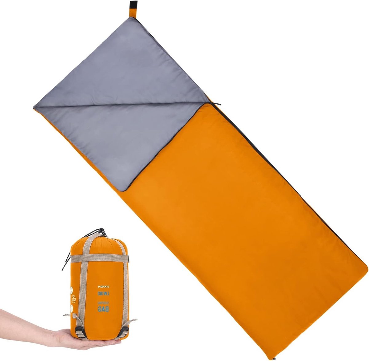Slaapzak ultralicht 3-4 seizoenen slaaptas voor kinderen en volwassenen camping-wandelen-reizen (210 x 72 cm/190 x 75 cm)
