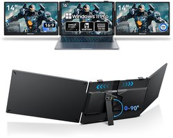 Blackview GamiBook 8 – Gaming Laptop 16″ Full HD, AMD Ryzen 7 7735HS, 32GB RAM, 1TB SSD, WiFi 6, Windows 11 Pro + DCM5 Draagbare Monitor 14″ FHD, Extra Laptopscherm 13-17,3″, Ultradun Opvouwbaar, 100W PD, USB-C, Plug & Play, Grijs