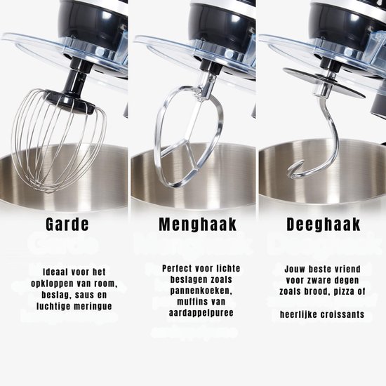 RUX® Mixer met mengkom - Mixer - Mixer met mengkom keukenmachine - Zwart - ‎37cm x 24cm x 32cm van Merkloos — afbeelding 3