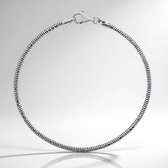 Zilveren slangenarmband met karabijnsluiting, 20 cm.