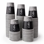 Kartonnen Koffiebeker 240 ml 8oz grijs en zwart- 50 Stuks - wegwerp papieren bekers karton – drank bekers – drinkbekers- koffie beker – wegwerpbeker – Koffiekopjes – Koffiemokken - Warme en Koude Dranken - milieuvriendelijk