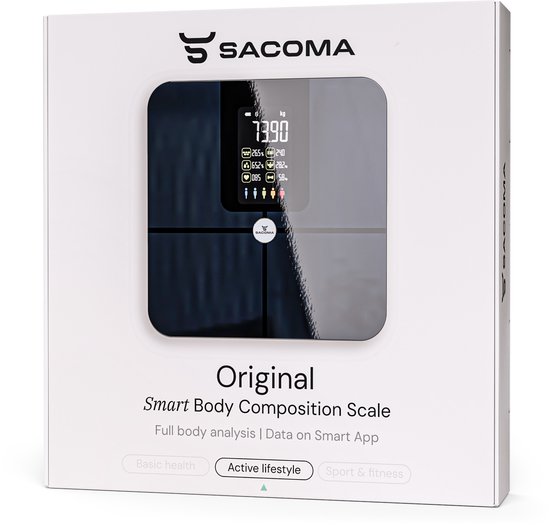Sacoma Original Weegschaal Personenweegschaal Digitaal - 22x Lichaamsanalyse - Slimme Weegschaal met App - Weegschalen - Vetpercentage