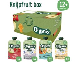 Organix Knijpfruit box 12+ Maanden - Babyvoeding - 4 smaken - 24 x 100g - 100% Biologisch
