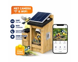 Vogelhuisje Met Camera En Zonnepaneel – Binnen 5 Min Geïnstalleerd – 5MP Full HD – WiFi – Nachtzicht – AI Vogelherkenning – Incl. App & Handleiding