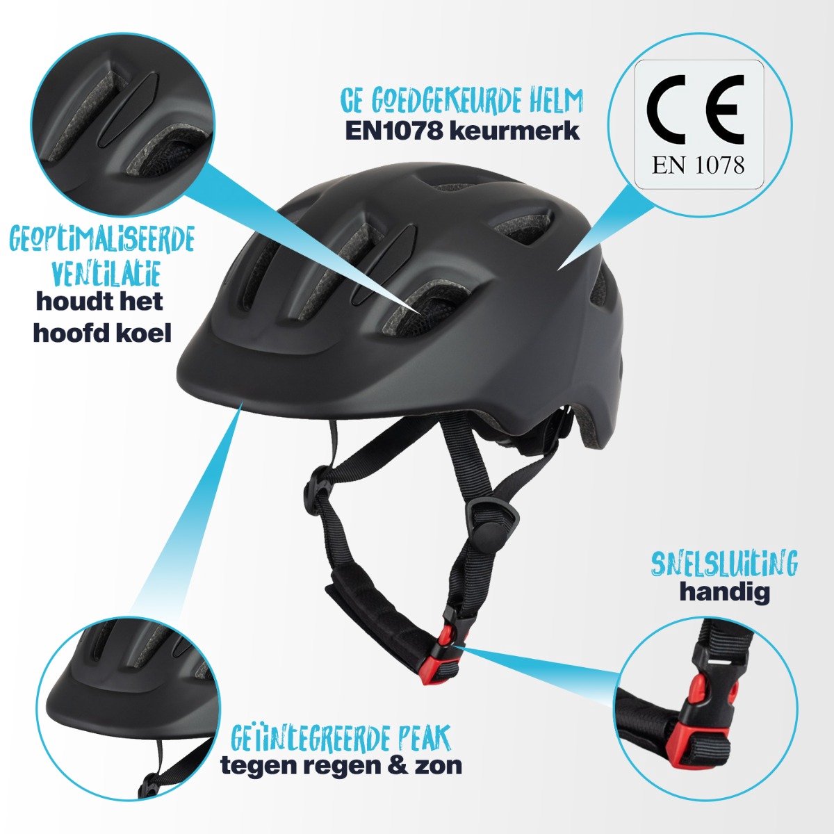 VINZ Parkway |Fietshelm Kind / Kinderfietshelm / Kinderhelm Fiets - Mat Zwart – foto 5