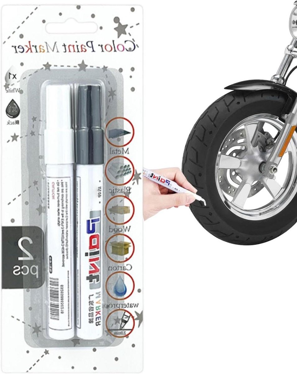 Hugsweet Autoverschrijdende pen, bandenmarkering - Portable Auto Scratch Repair Pen Set - Multifunctionele snel drogende automotive-verf en primers, langdurige auto-touchup-accessoires voor
