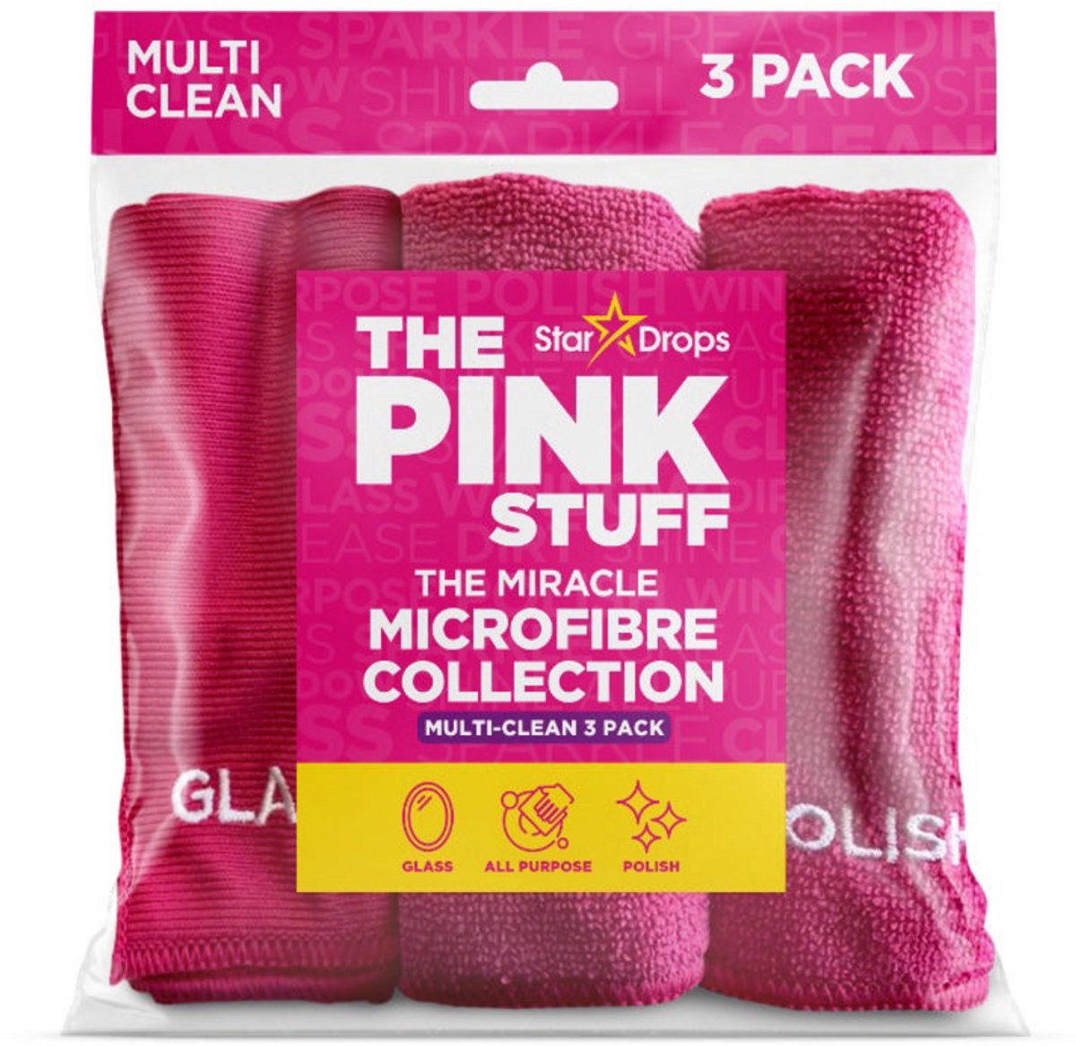 The Pink Stuff Microvezel absorberende schoonmaakpads - roze (3 stuks)