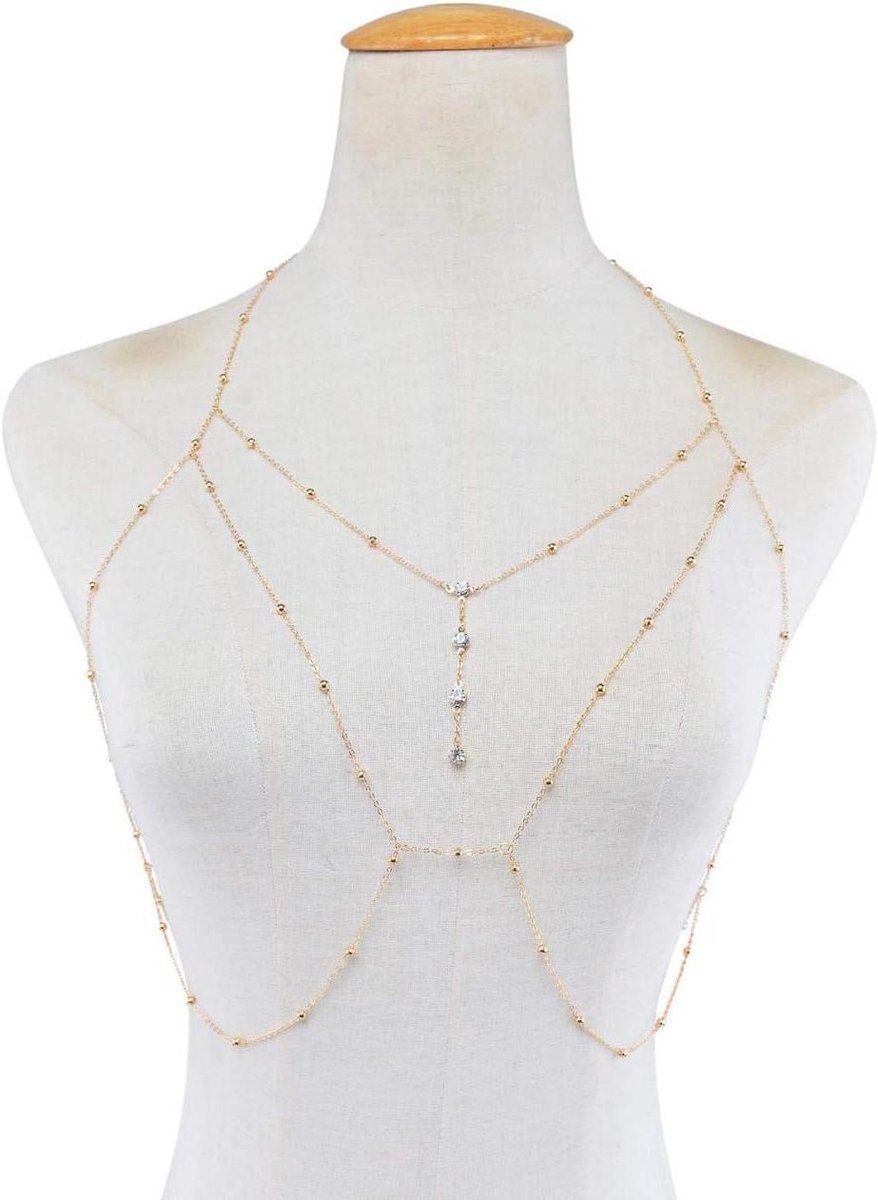 Ketting Riem Lichaam - Buikketting Bruidssieraad - Feestelijke Accessoires - Met Tassel - Verstelbaar - Goud/Zilver