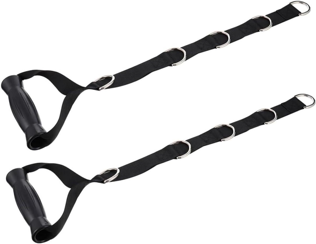 Trainingskoorden met Handgrepen - Fitness Accessoires - Spierversterking Thuis - Verstelbare Sterkte - 57.5 cm Lengte - Zwart