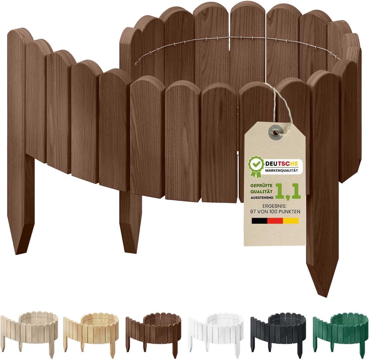 Houten Rolborder - Tuinrand Flexibele schutting - Tuinranden Afbakenen - Natuurlijke Impregnering - 100 x 10 cm - Bruin