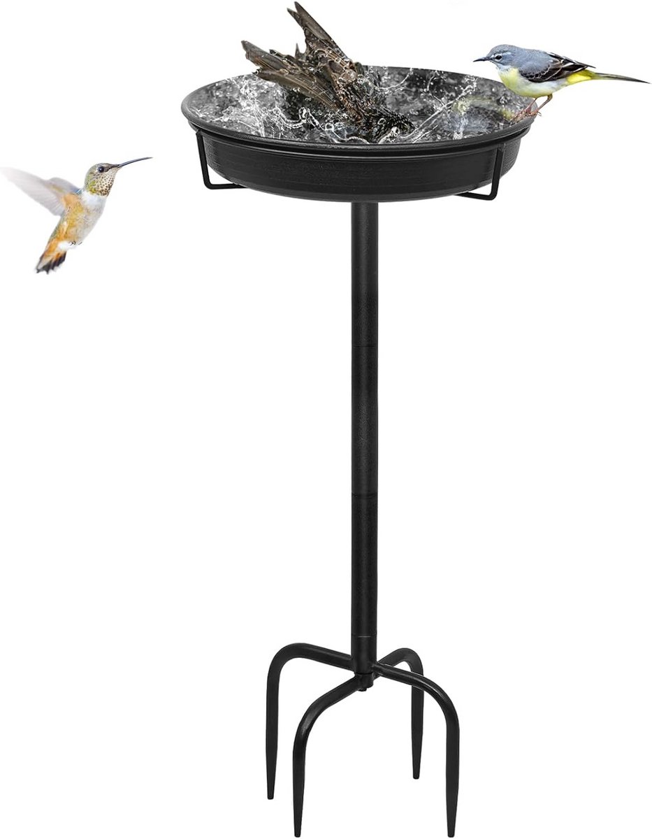 Vogeldrinkbak Staand - Vogelbad Voederbak - Tuin Decoratie - Vorstbestendig Ontwerp - 896 cm Hoog - Zwart