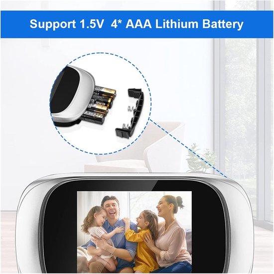 Digitale Deurcamera - Kijkgaatje Monitor - Veiligheid Thuis - Nachtzicht Functie - 2.8 Inch LCD - Zwart — afbeelding 4