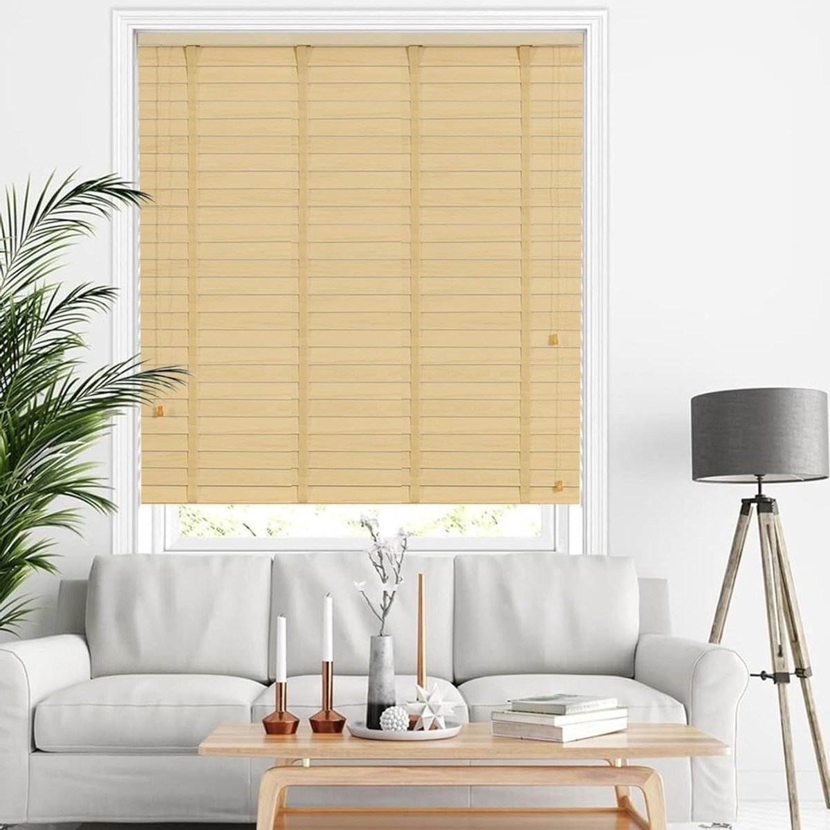 Houten Jaloezieën - Horizontale Blinds - Privacy Creëren - Natuurlijk Hout - 50mm Lamellen