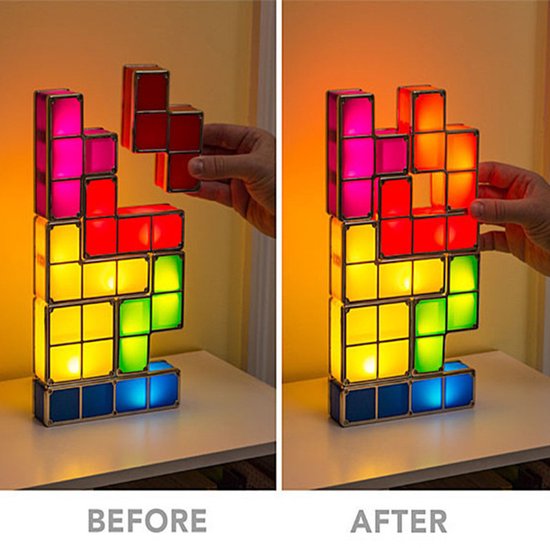 Oneay Stapelbaar nachtlampje, 7-delige doe-het-zelf LED-set met 7 kleuren, 3D-puzzel met sensor, in elkaar grijpende tafellamp, magische bouwblokken, gloeiende lampjes van Oneay — afbeelding 3