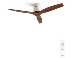 CREATE - Plafondventilator silent 100% hout 40W (Ø112cm) - Geen licht - Afstandsbediening - 6 snelheden - Programmeerbaar - WIND CALM NATURAL WOOD