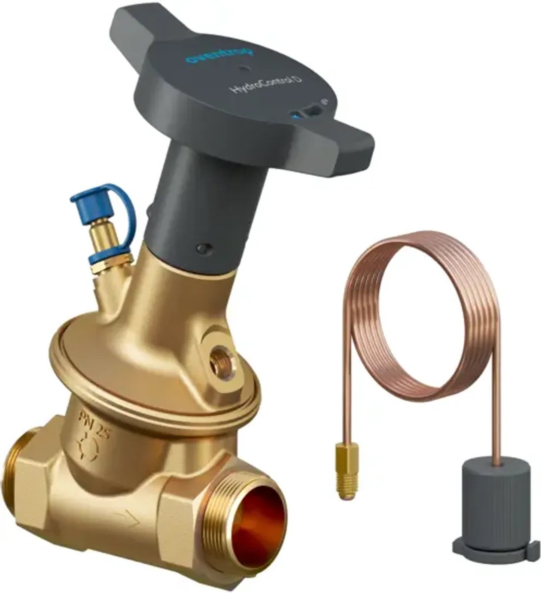 OVENTROP Drukverschilregelaar HydroControl D met buitendraad PN 16 DN 20, G 1, instelbereik 50-300 mbar, met een gemonteerd HydroPort hulpventiel, 1064626