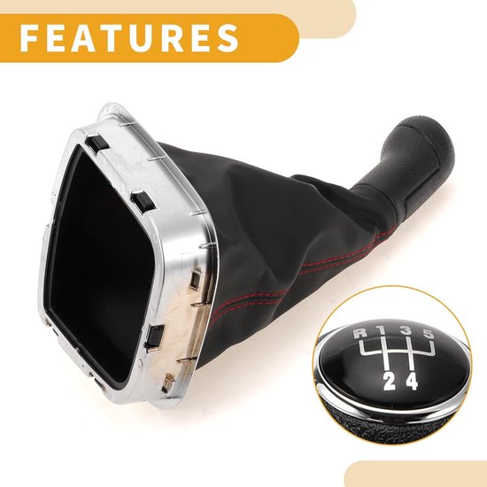 Versnellingspook met Cover - Schakelknop Auto - Auto Interieur Upgraden - Ergonomisch Ontwerp - 5 Snelheden - Zwart Rood — afbeelding 3