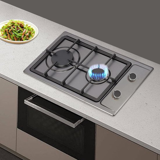 Gasstel RVS - Kookplaat Gas - Koken Buiten - Dubbele Brander - 51 x 31 x 10 cm - Zilver — afbeelding 4