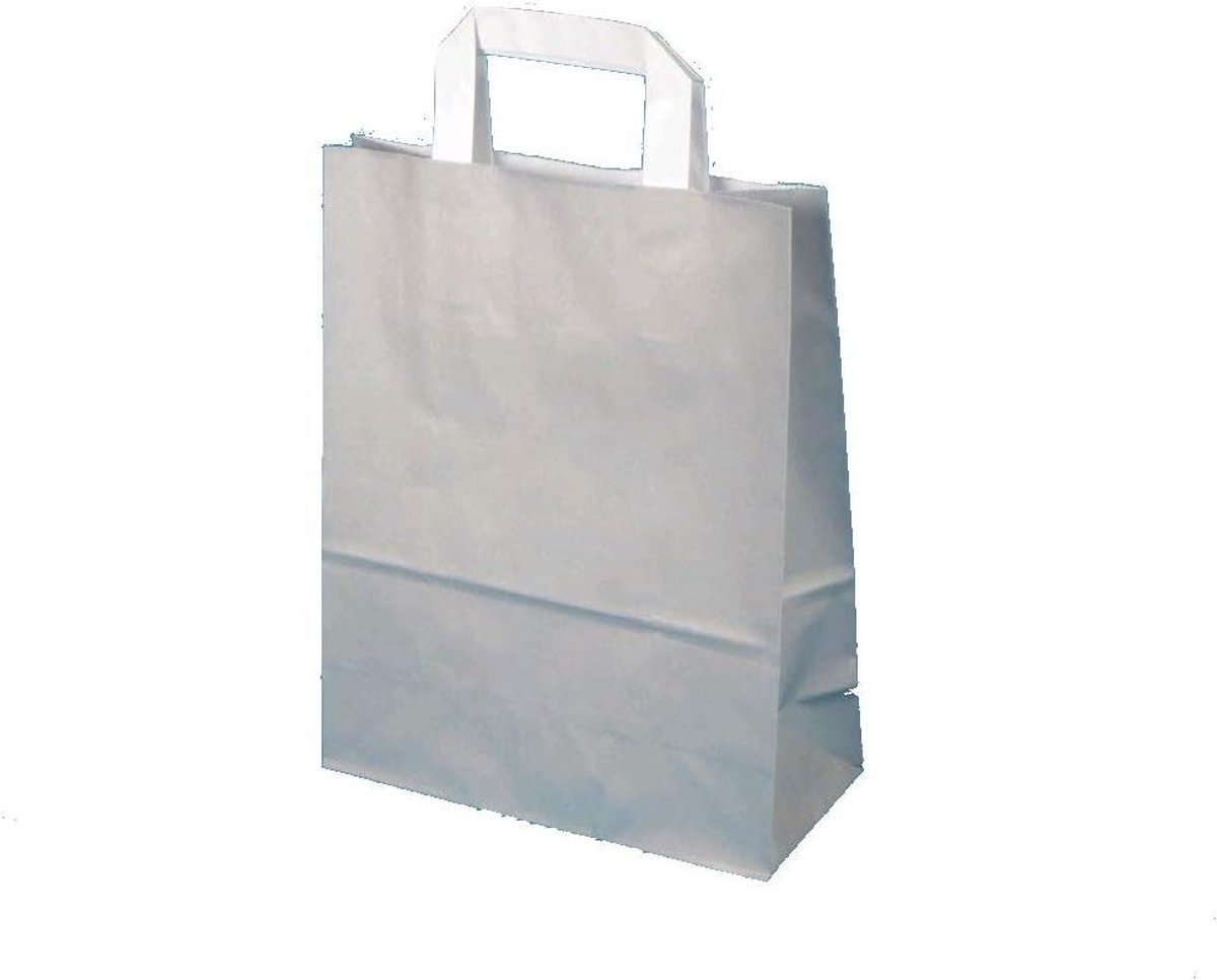 Papieren Draagtassen - Geschenktasjes Boodschappentasjes - Verpakken Cadeaus - Platte Hengsels - 250 Stuks - Grijs Beton