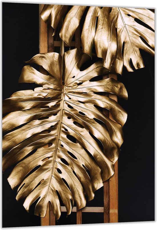 Dibond –Gouden Blad– 40x60cm Foto op Dibond;Aluminium (Wanddecoratie van metaal)