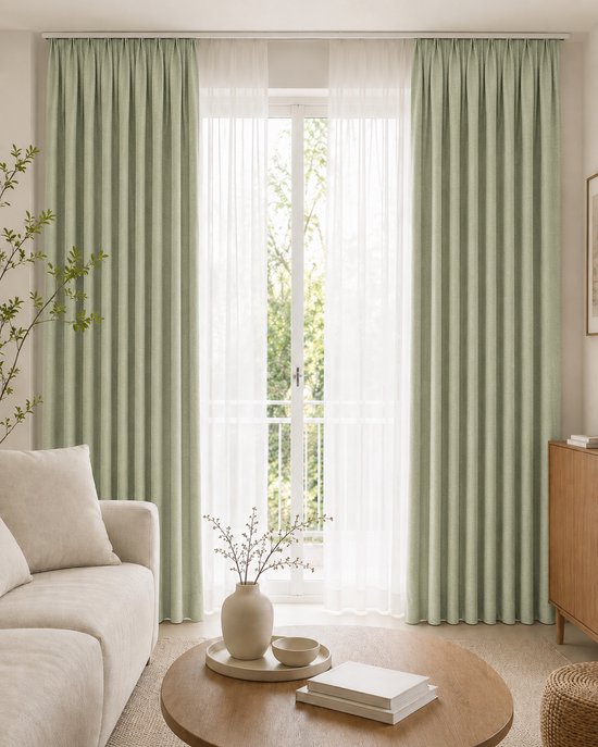 Everyday Elegance Elite 100% Verduisterend gordijn met haken Groen 140x250 CM