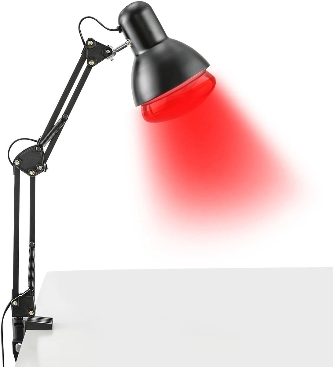 Velori Infraroodlamp 150W - Roodlichtlamp - Warmtelamp - Roodlicht Therapie Lamp - Infrarood Warmtelamp - Verstelbare Arm - E27 Lampvoet - 220V