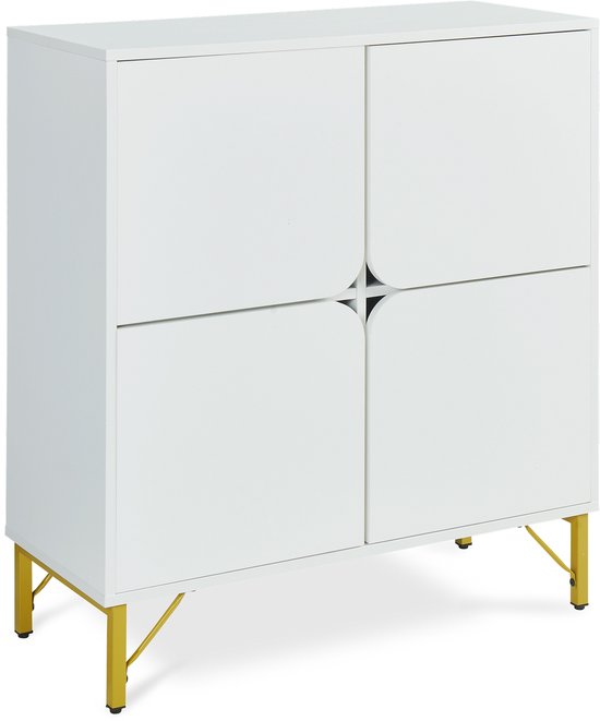 Dressoir Reyri 80x35x90 cm wit en goudkleurig [en.casa]