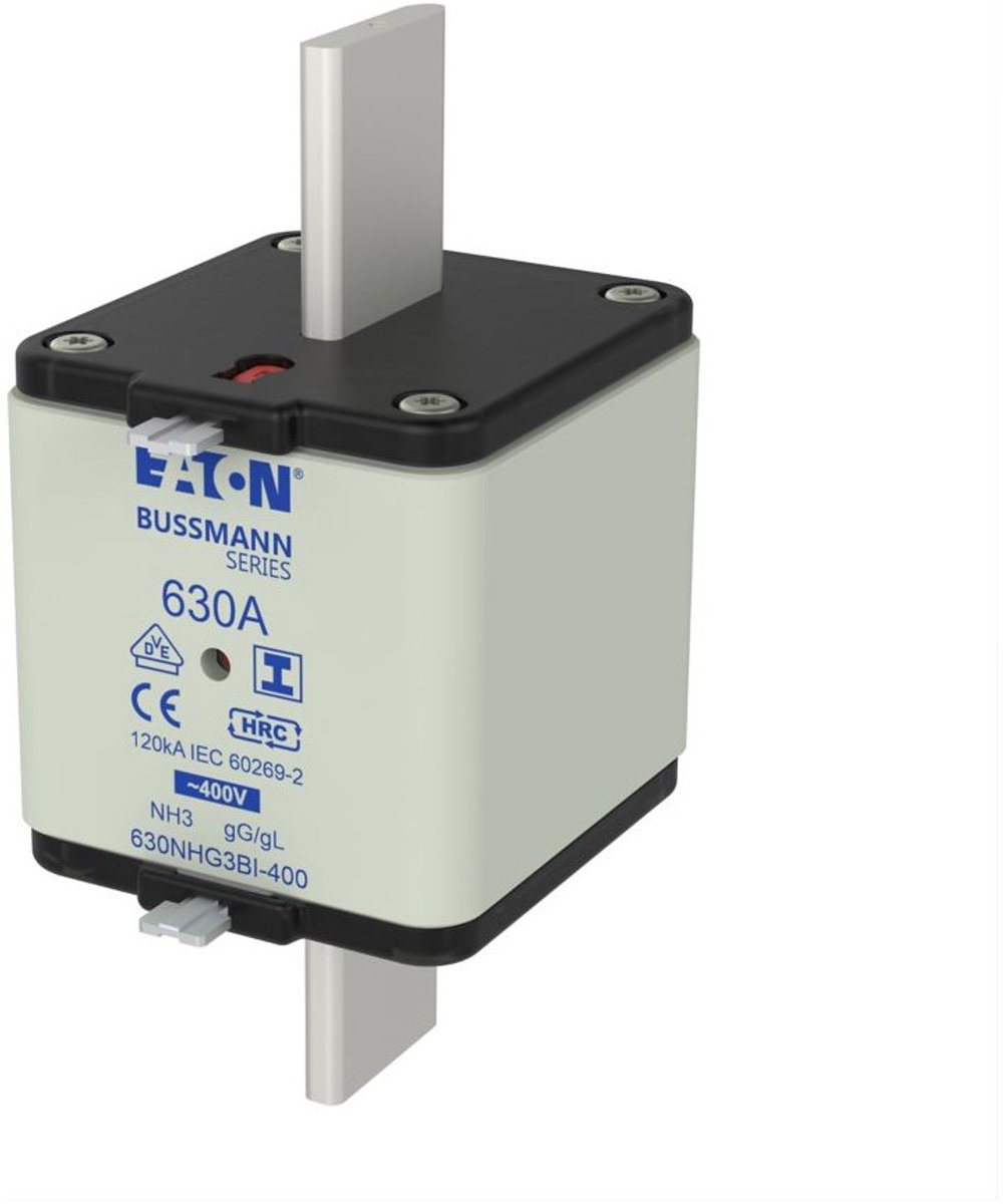 Eaton Zekering, laagspanning, 630 A, AC 400 V, NH3, gL/gG, IEC, dubbele indicator, geïsoleerde handgrepen, 630NHG3BI-400
