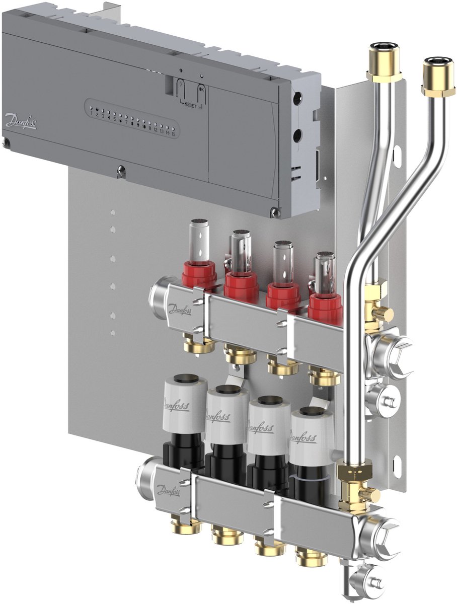 Danfoss Verwarmingscircuitverdeler Typ SGCi - 4 HK u. Icon2 Hoofdregelaar, TWA-A 230V, 145H1944
