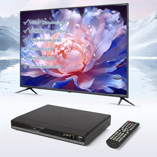 SHANNA DVD Speler met HDMI & AV Uitgang - Full HD Upscaling - 1080p - Regiovrij - Met Onderbroken Afspeelgeheugen - Inclusief Afstandsbediening - DVD en CD Speler - USB Ondersteuning — afbeelding 5