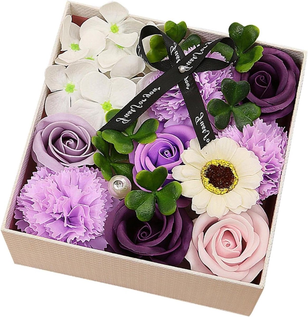 Zeep Bloemen Boeket - Kunstbloemen - Decoratie - Geur en textuur - 15.5 x 15.5 x 8 cm - Roze