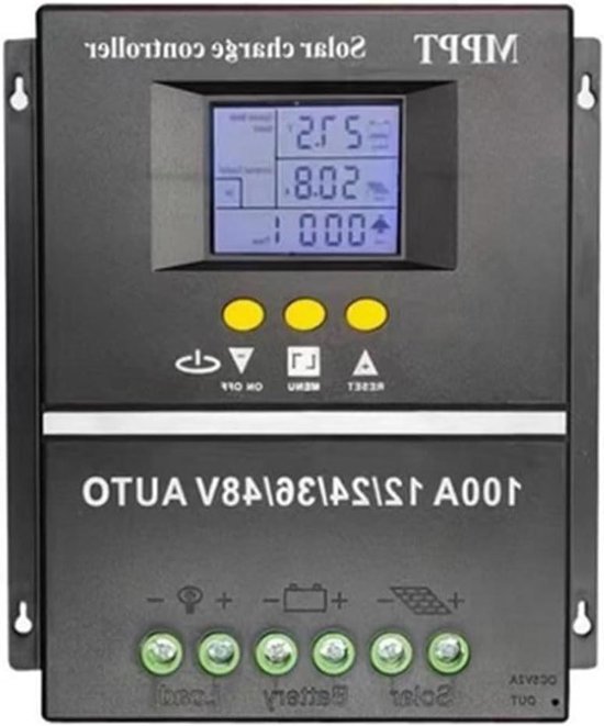 Solar Laadregelaar - MPPT Controller Batterijlader - Zonne-energie Systeem - Automatische Spanning Detectie - 100A - Grijs