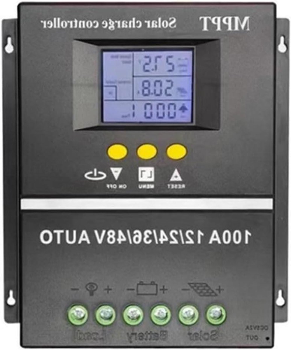 Solar Laadregelaar - MPPT Controller Batterijlader - Zonne-energie Systeem - Automatische Spanning Detectie - 100A - Grijs