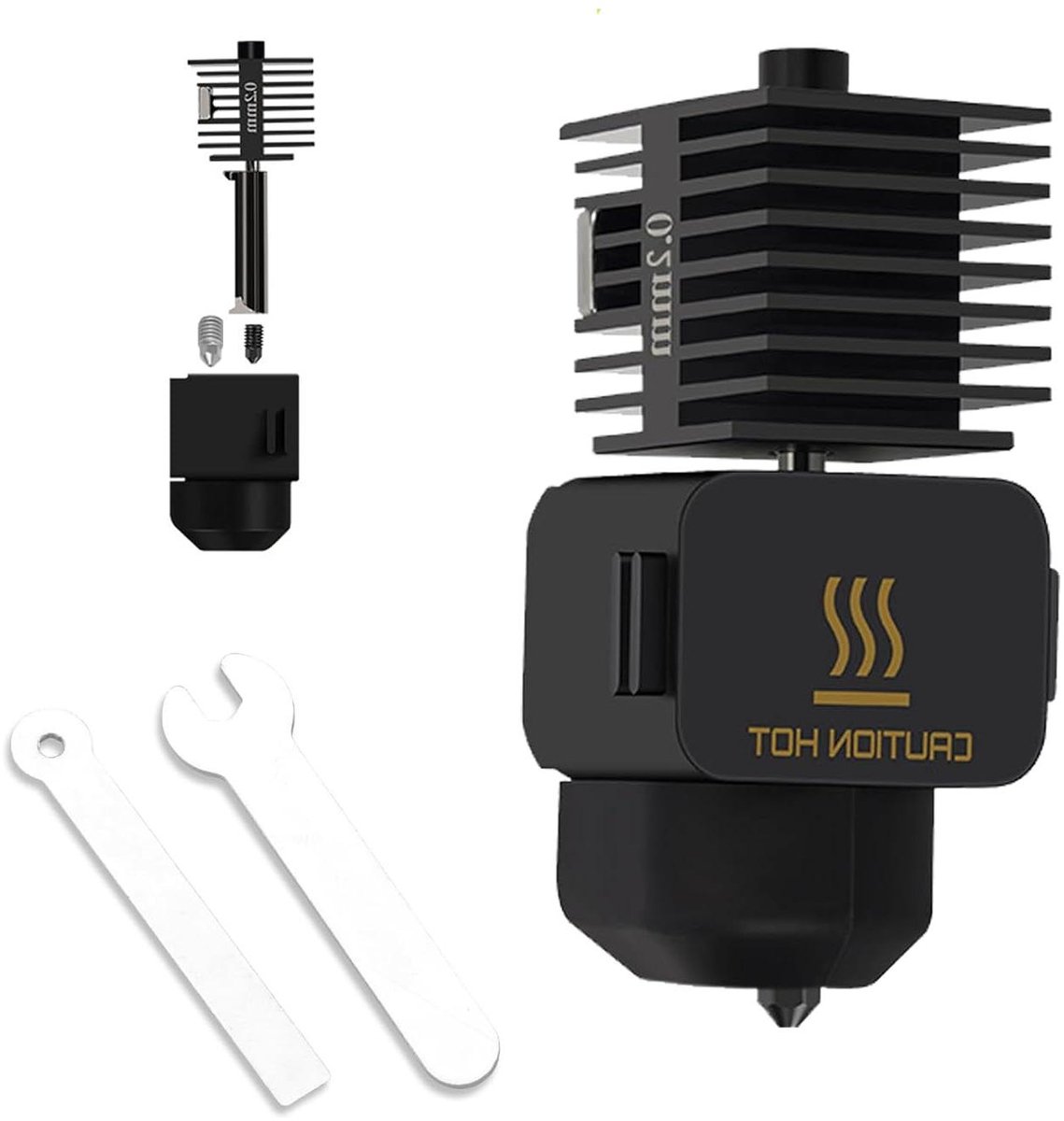 Hotend Extruder Kit - Printkop Montage - 3D Printen Verbeteren - Verwisselbaar Mondstuk - 02 mm - Zilver Zwart