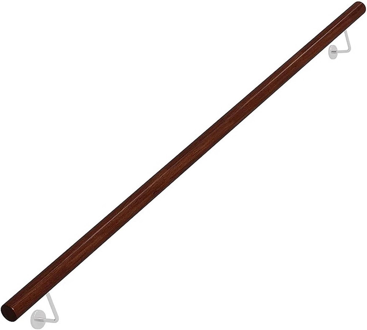 Houten trapleuning - Muursteun trap - Veilig traplopen - Massief hout - 24 meter - Donkerrood
